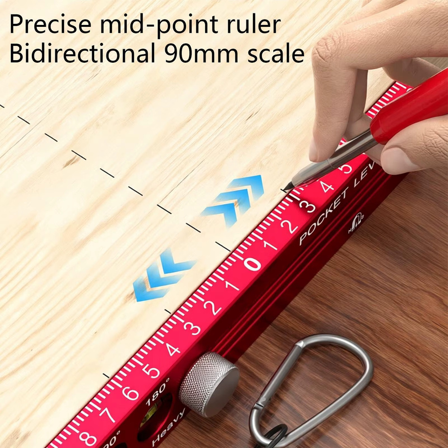 Präzisionslineal aus Aluminium mit T-Spur und Schiebestopp für Holzbearbeitung und Zimmerei, Rot - Bild 4