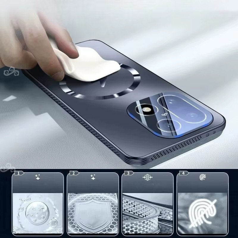 Matte AG-Magnethülle für OnePlus 15 in Weiß mit Objektivschutz und kabelloser Laderandkühlung aus gehärtetem Glas - Bild 3