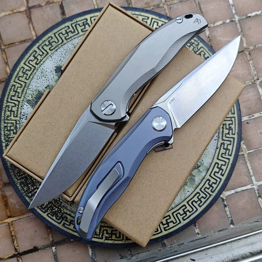 JUFULE Stellar Mark M390 Klappmesser mit Titan-Griff und Keramiklager in Grau für Outdoor, Camping und EDC - Bild 2