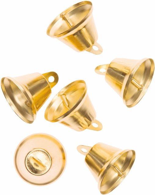 Rico Design Metallglöckchen goldfarben für Weihnachten, 6 Stück, Durchmesser: 3,8 cm, Höhe: 3,6 cm - Bild 1