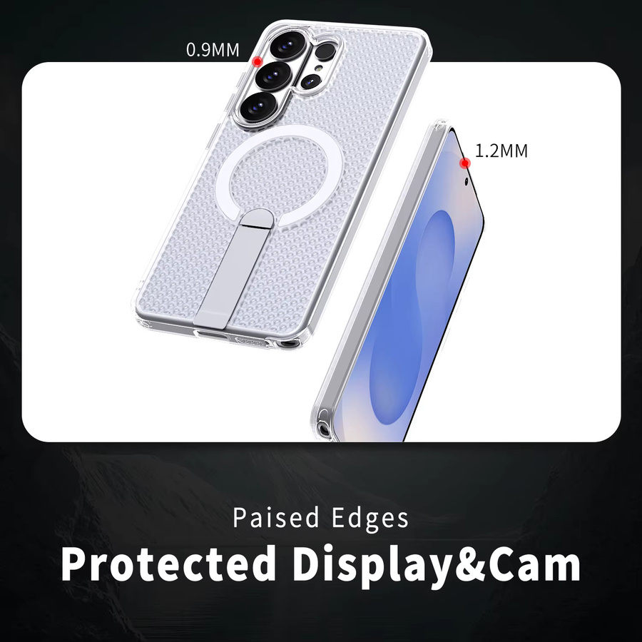 szHAIyu Handyhülle mit Ständer und magnetischer Kabellose Ladeabdeckung für Samsung Android, Transparent/Blau - Bild 3