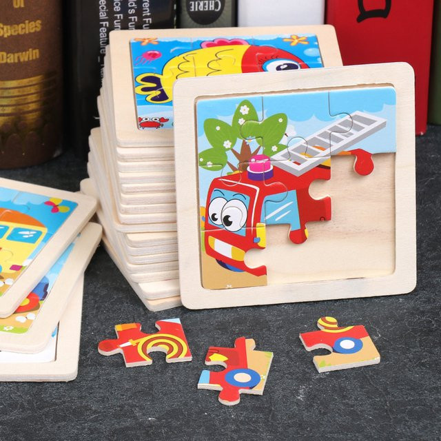 Datgo Holz Puzzle, Tiere und Fahrzeuge, Montessori Spielzeug - Bild 1