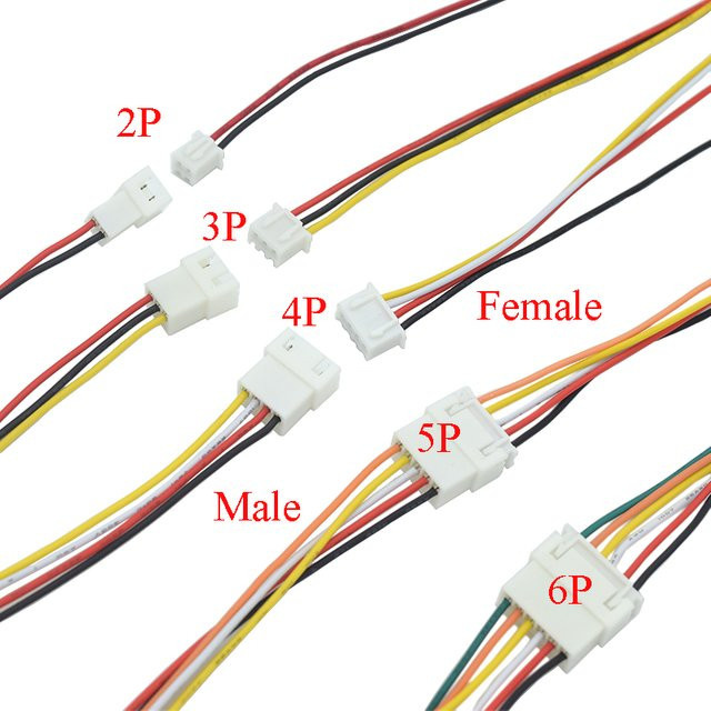 10 Paar Micro JST XH 2,54mm Stecker Set mit Kabel für Batterie und Ladegerät, Männlich und Weiblich, Farbe: Weiß - Bild 1