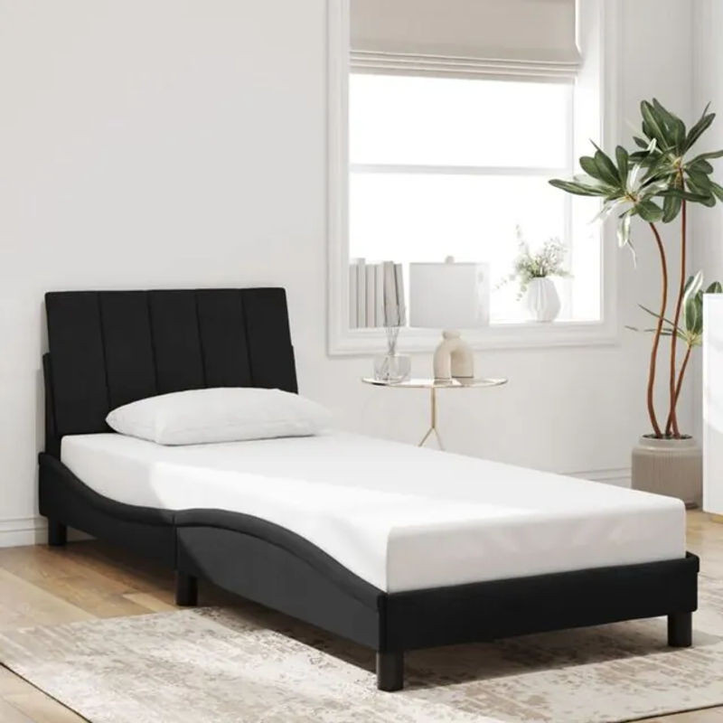 Modernes Polsterbett Hanko von Vidaxl in Schwarz mit Samtbezug, B/T: 80 x 200 cm - Bild 1