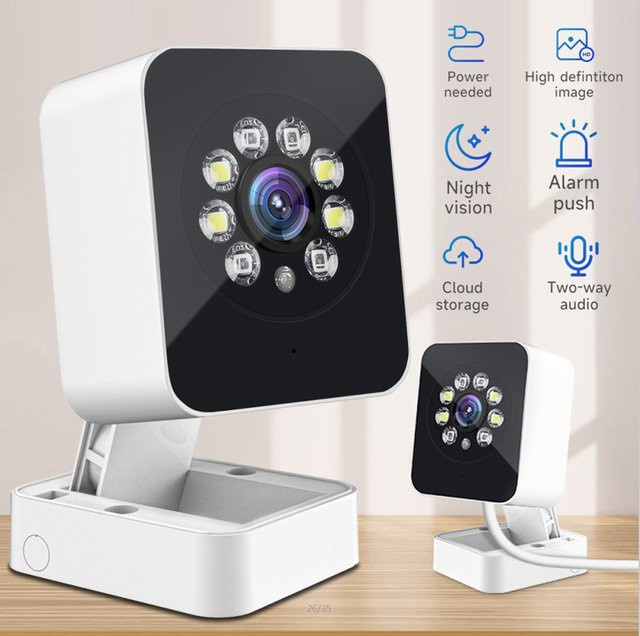 Woolink Mini WLAN-Würfelkamera für Innenräume in Weiß mit 3MP Auflösung, Zwei-Wege-Audio und Menschenerkennung zur Überwachung - Bild 1