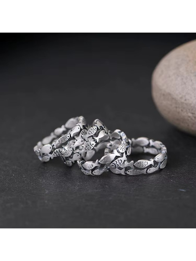 Ring 925 Silber, Doppelschichtfisch, Damen - Bild 3