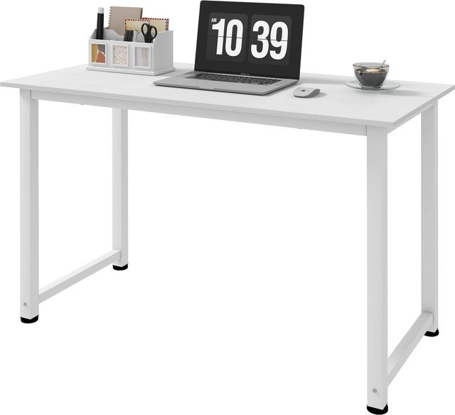 HOMCOM Multifunktioneller Computertisch und Esstisch in Weiß mit robustem Metallrahmen, B/T/H: 120 x 60 x 76 cm - Bild 1