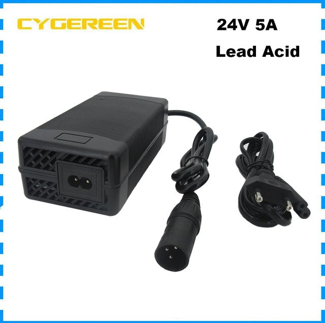 CYGEREEN Blei-Säure-Batterieladegerät für 24V Rollstühle, 150W, 28,8V 5A mit XLRM-Anschluss, Schwarz - Bild 1