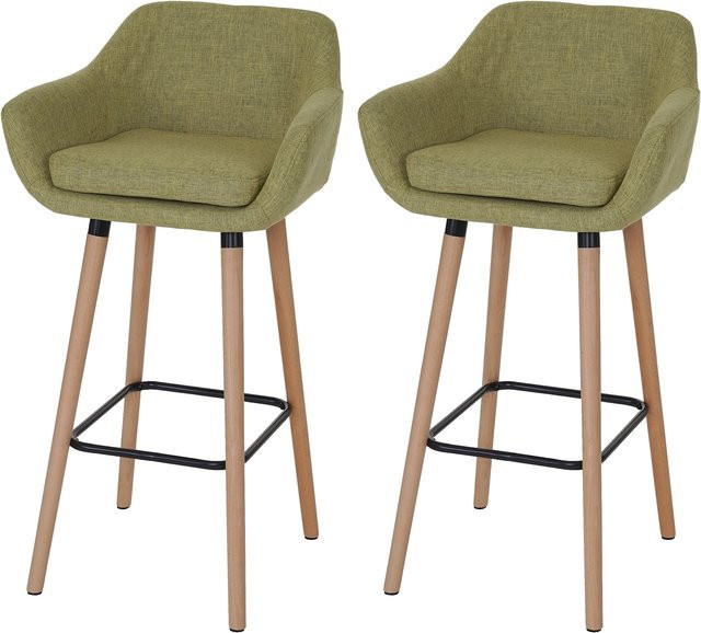MCW 2er-Set Barhocker Vaasa T381 in Hellgrün mit Textilbezug und Buchenholz - Bild 1