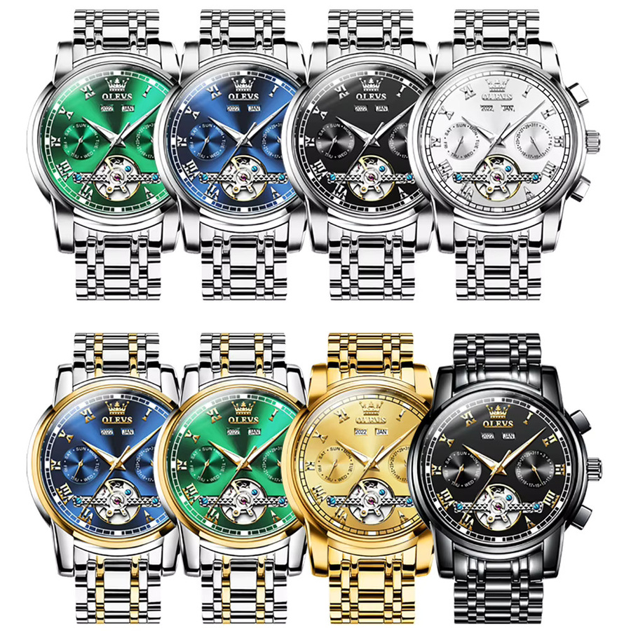 OLEVS Armbanduhr, Automatik, Edelstahl, Schwarz, Herren - Bild 6
