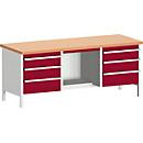 Kastenwerkbank cubio KW-2078-2.9 in Rot, B: 200 cm, H: 75 cm, T: 60 cm - Bild 2