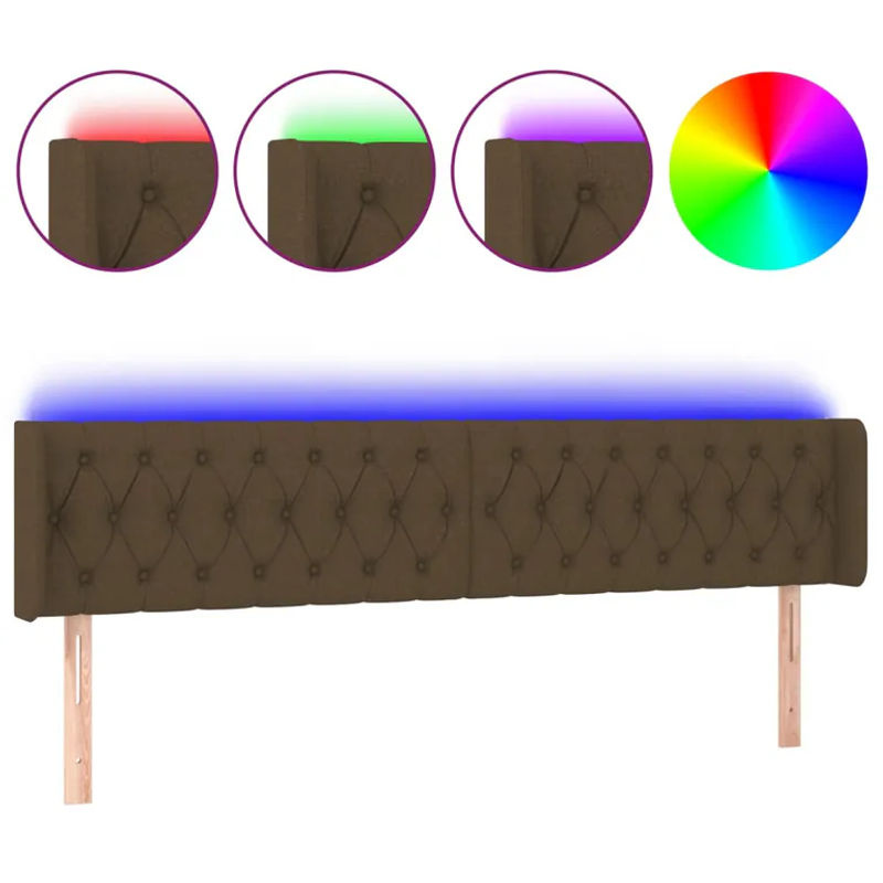 Vidaxl Bettkopfteil mit LED in Dunkelbraun aus Stoff, B/H: 183 x 78/88 cm, Tiefe: 16 cm - Bild 3