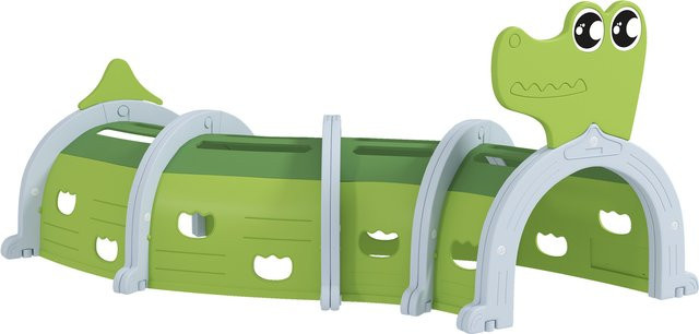 AIYAPLAY Krabbeltunnel Krokodil Spieltunnel Kunststoff Grün für Kinder 3-6 Jahre - Bild 1