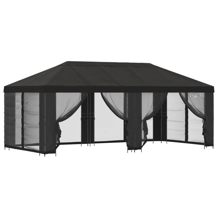 vidaXL Pavillon mit Seitenwänden in Anthrazit aus Polyester und Stahl, B/T/H: 600 x 300 x 276,5 cm - Bild 2