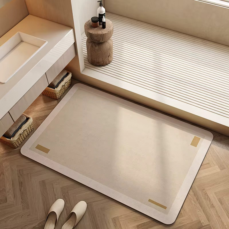 VIKAMA Wabi Sabi Teppich in Beige, minimalistische Badezimmer-Fußmatte, rutschfest und saugfähig, rechteckig - Bild 1