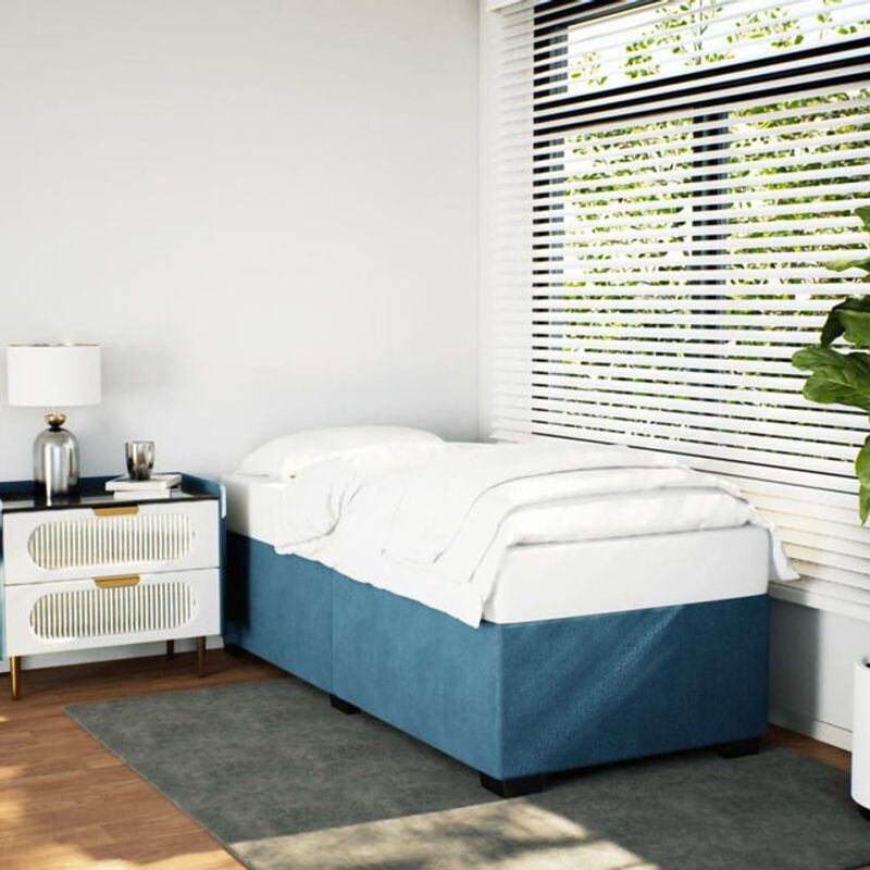 Vidaxl Polsterbett aus Samt und Holzwerkstoff in Blau, B/T/H: 90 x 200 x 46 cm - Bild 1