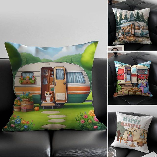 Happy Campers Auto-Kissenbezug mit Anti-Staubmite-Schutz und unsichtbarem Reißverschluss für dein Schlafsofa - Bild 1
