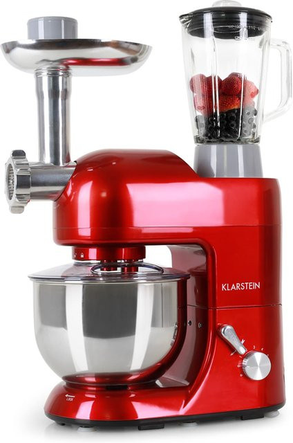 Klarstein Küchenmaschine Lucia 3-in-1 mit 1800 W, 5 l Edelstahl und Rot - Bild 1
