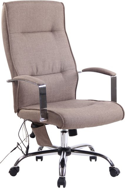 TPFLiving Bürostuhl Portofino mit Massagefunktion in Beige, Stoffbezug, mit Armlehnen und Rollen, B/T/H: 63 x 72 x 124 cm - Bild 1