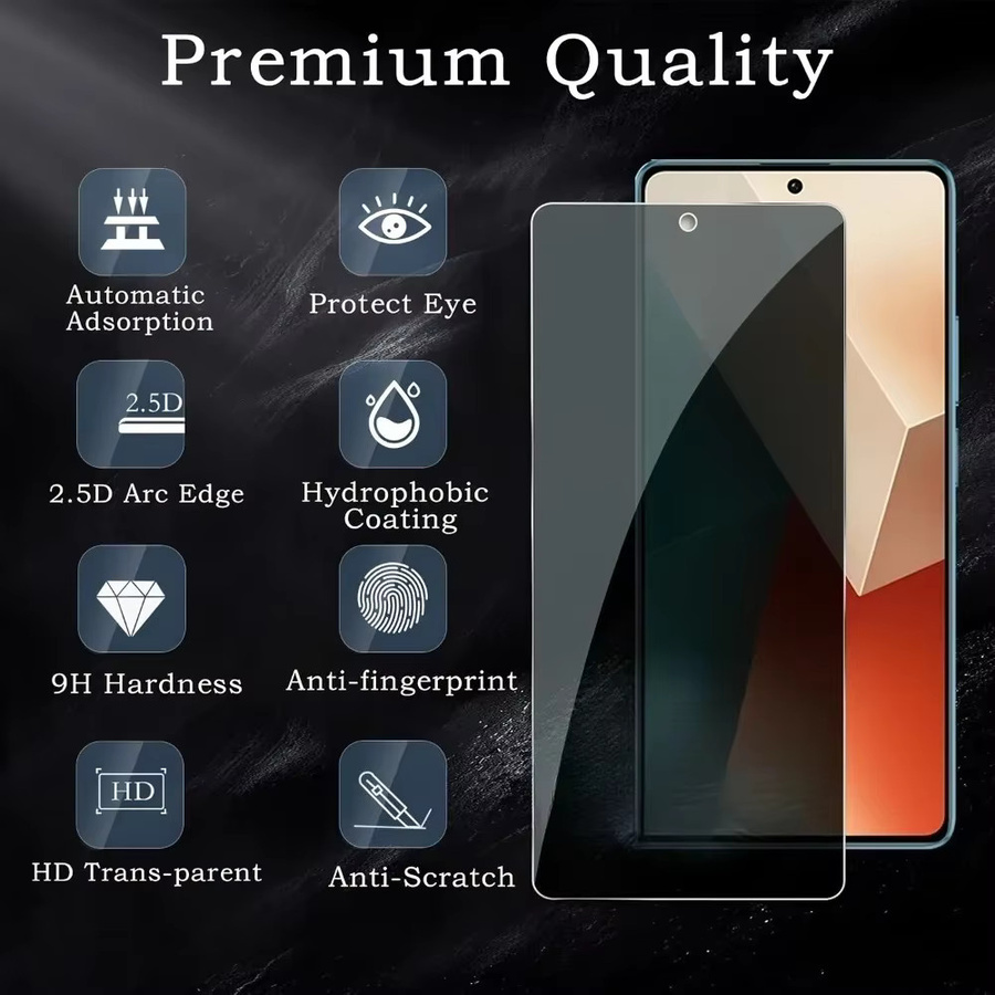 2 Stück Xiaomi Sichtschutz-Hartglasfolie für Redmi Note 14 5G 13 12 11 Pro 14S 12S 10S und Redmi 14C 13C 12C 10C 9C 8A Displayschutzfolie transparent - Bild 3