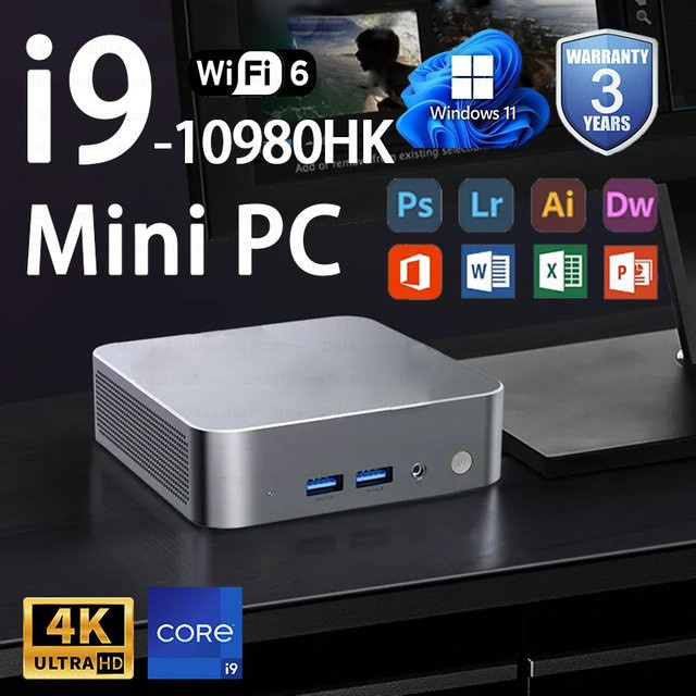 Mini-PC Intel Core i9 10980HK mit Windows 11, 16GB DDR4, 1TB SSD, WiFi 6 und Bluetooth 5.2 Desktop-PC - Bild 1