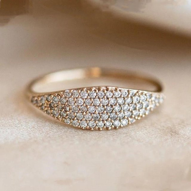 YIRAN Jewelry Ring, Messing, Gold, Zirkonia, Damen - Bild 1