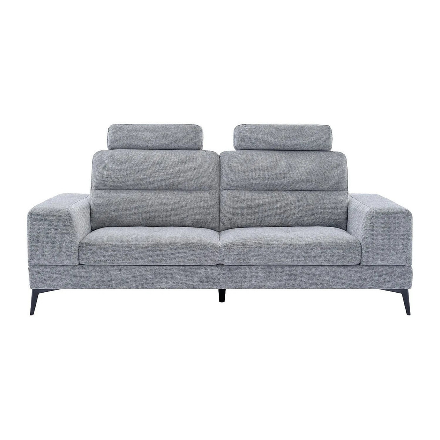 Udalio Sofa Grau ohne Schlafmöglichkeit mit verstellbarer Kopfstütze und Dekokissen, Breite: 215 cm, Höhe: 86 cm, Tiefe: 123 cm - Bild 2