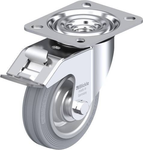 Blickle Lenkrolle L-V 100R-FI-SG mit Feststeller, Farbe Silber/Grau, Rad-Durchmesser: 100 mm, Tragfähigkeit: 70 kg - Bild 1