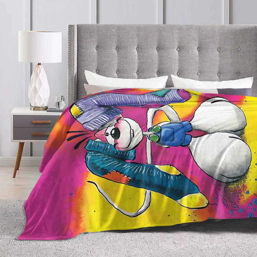 Potdemiel Diddlina Decke mit Cartoon-Muster, weiche Tagesdecke für Winter und Reise, Mehrfarbig - Bild 3