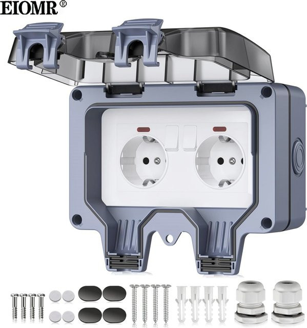 EIOMR IP66 wasserdichte und staubdichte Steckdosenbox für den Außenbereich, grau, B/T/H: 150,0 x 114,0 x 96,0 cm - Bild 1