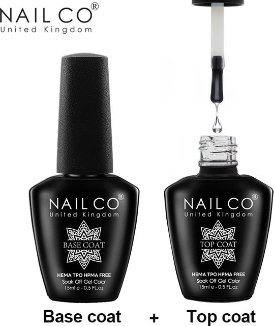 NAILCO Top Coat und Base Coat Gel-Nagellack, 15 ml, Glänzend - Bild 1