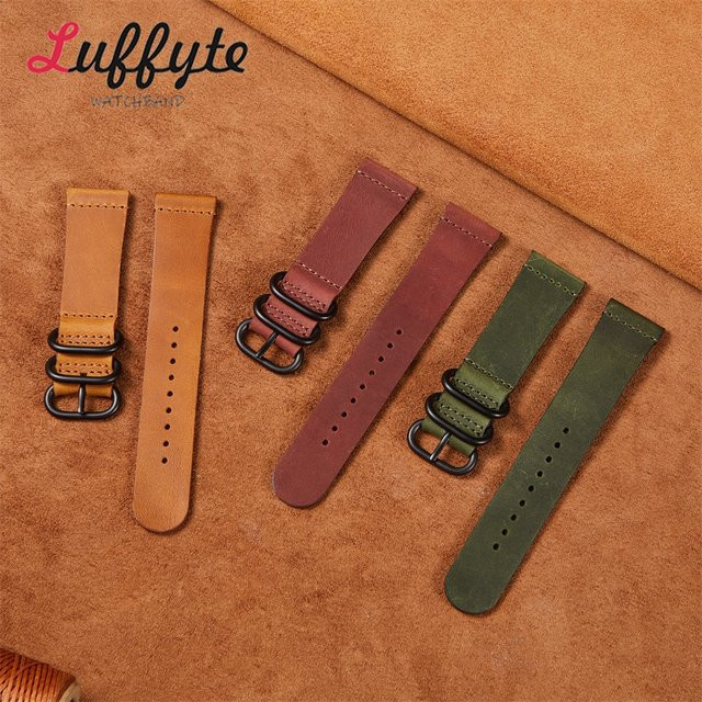 Luffyte Uhrenarmband Leder, Crazy Horse, Herren, 20mm, 22mm - Bild 1