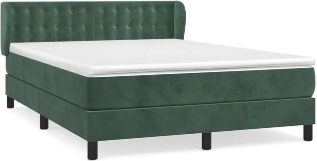 vidaXL Boxspringbett mit Matratze Dunkelgrün Samt Hybrid-Design mit Taschenfederkern B/T: 140 x 200 cm - Bild 1