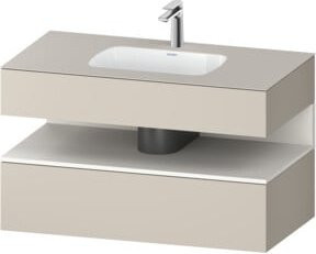 Duravit Qatego Einbauwaschtisch-Möbel-Set in Weiß und Beige, Konsolen-Waschtischunterbau, B/T/H: 100 x 55 x 60 cm - Bild 1