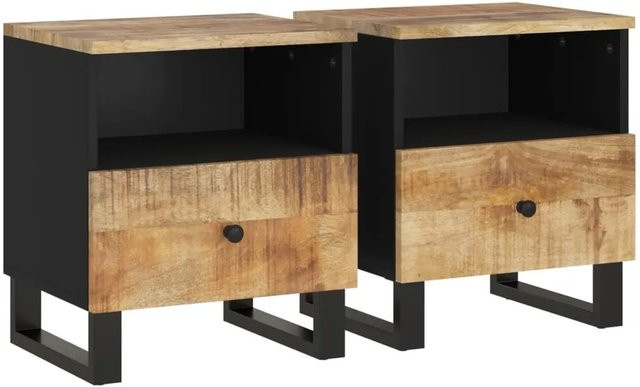 Set aus 2 vidaXL Nachttischen aus Massivholz Mango und Holzwerkstoff in Braun im Industrial Style - Bild 1