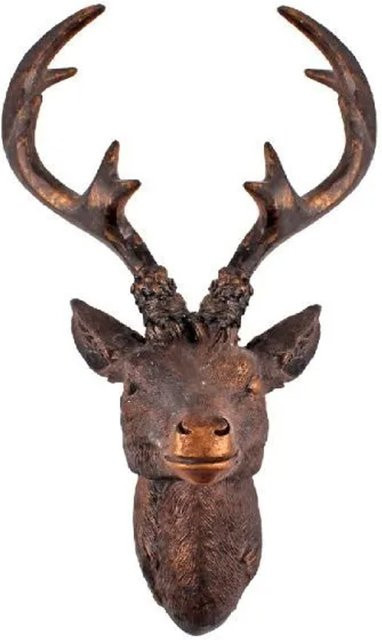 Lex Hirschkopf Wanddeko Hirschgeweih in Bronze, B: 20 cm, H: 30 cm - Bild 1
