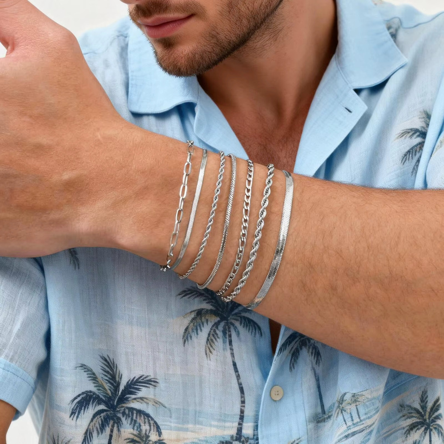 mprainbow Kettenarmband Edelstahl, Silber, Herren - Bild 4