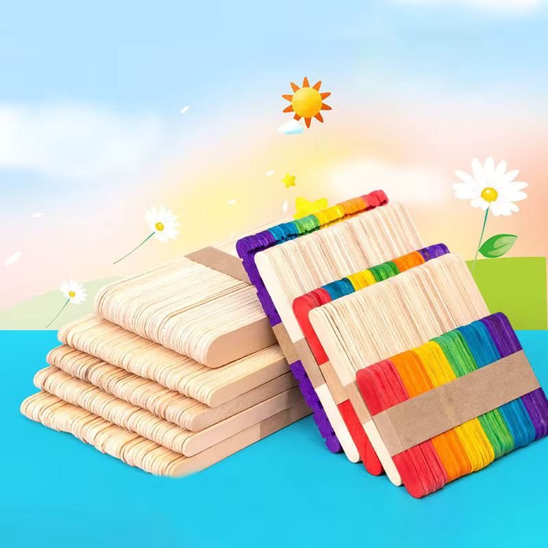 50 Stück natürliche Holzstäbchen aus Holz für kreatives DIY-Basteln und Kinderhandwerk in Mehrfarbig - Bild 3