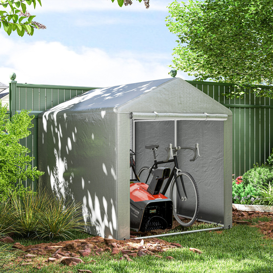Outsunny Garagenzelt für Motorräder und Fahrräder aus verzinktem Metall und PE-Gewebe, Hellgrau, B/T/H: 160 x 218 x 172 cm - Bild 2
