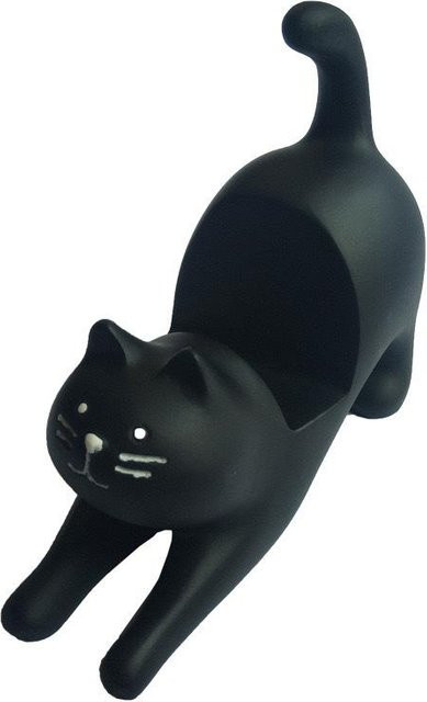 Kidsly Handyhalterung Gestreckte Katze als Tischdeko aus Harz in Schwarz - Bild 1