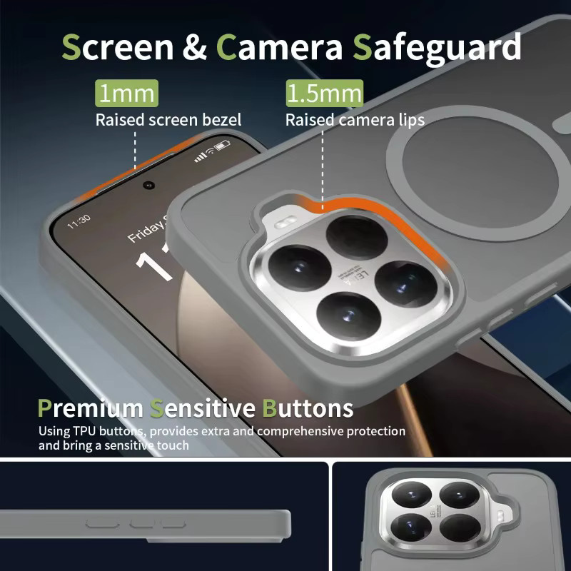 Premium Skin Feel Frosted Magnetische Handyhülle für Xiaomi 17T Pro, 17, 15T Pro und 15T in Schwarz mit MagSafe, PC+TPU Armor Anti-Drop-Schutzhülle - Bild 4