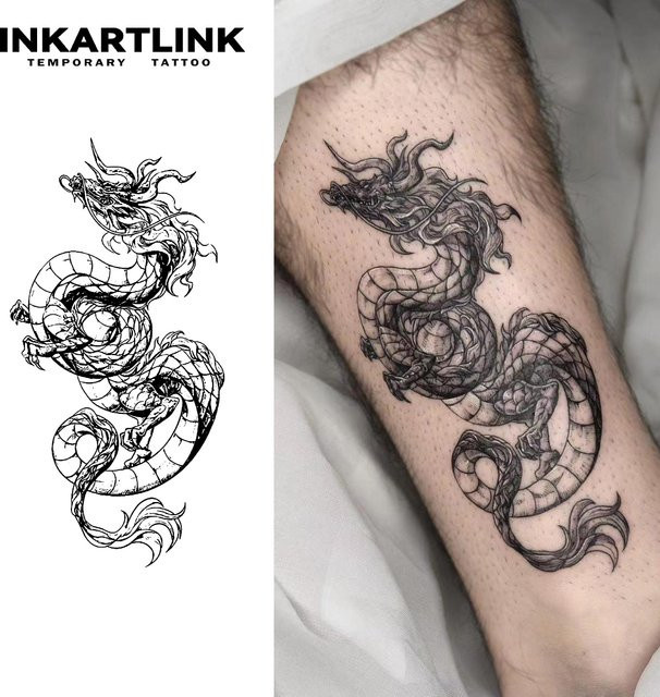 Dragon Temporärer Tattoo-Aufkleber, wasserfest, semi-permanent - Bild 1