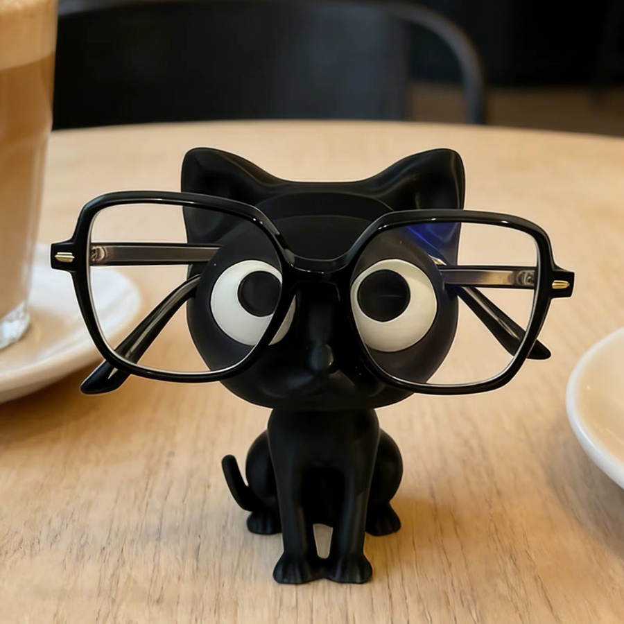 Moderner Sonnenbrillen-Präsentationsständer in Katzenform aus Kunststoff, schwarzes Brillengestell-Aufbewahrungsregal für Schreibtisch und Wohnzimmer - Bild 5