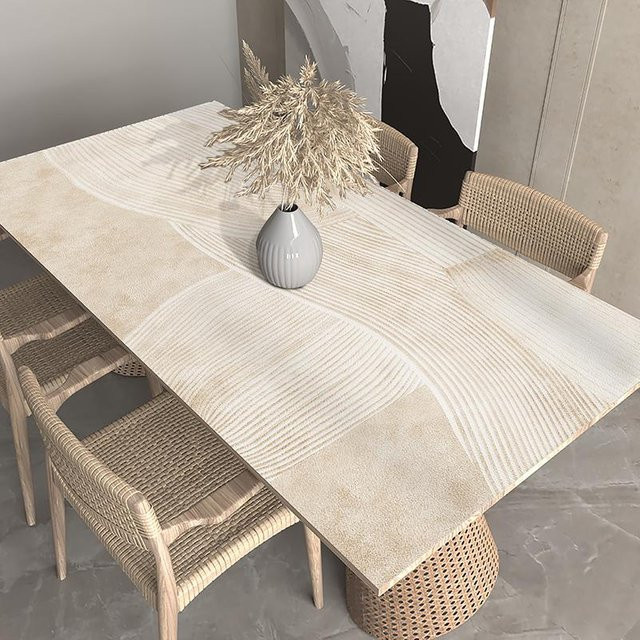FQMM Tischdecke aus PVC in Beige, wasserabweisend und ölbeständig, B/T: 140 x 70 cm - Bild 1