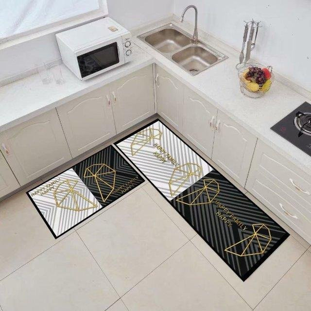 Waschbare und rutschfeste Küchenmatte von Yiran Furniture in Schwarz, geometrisches Design, B/T: 60 x 40 cm - Bild 1