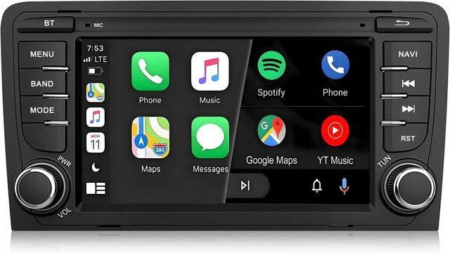 Junsun Autoradio für Audi A3 2003-2012 mit Bluetooth und GPS in Schwarz (7,0 Zoll) - Bild 1