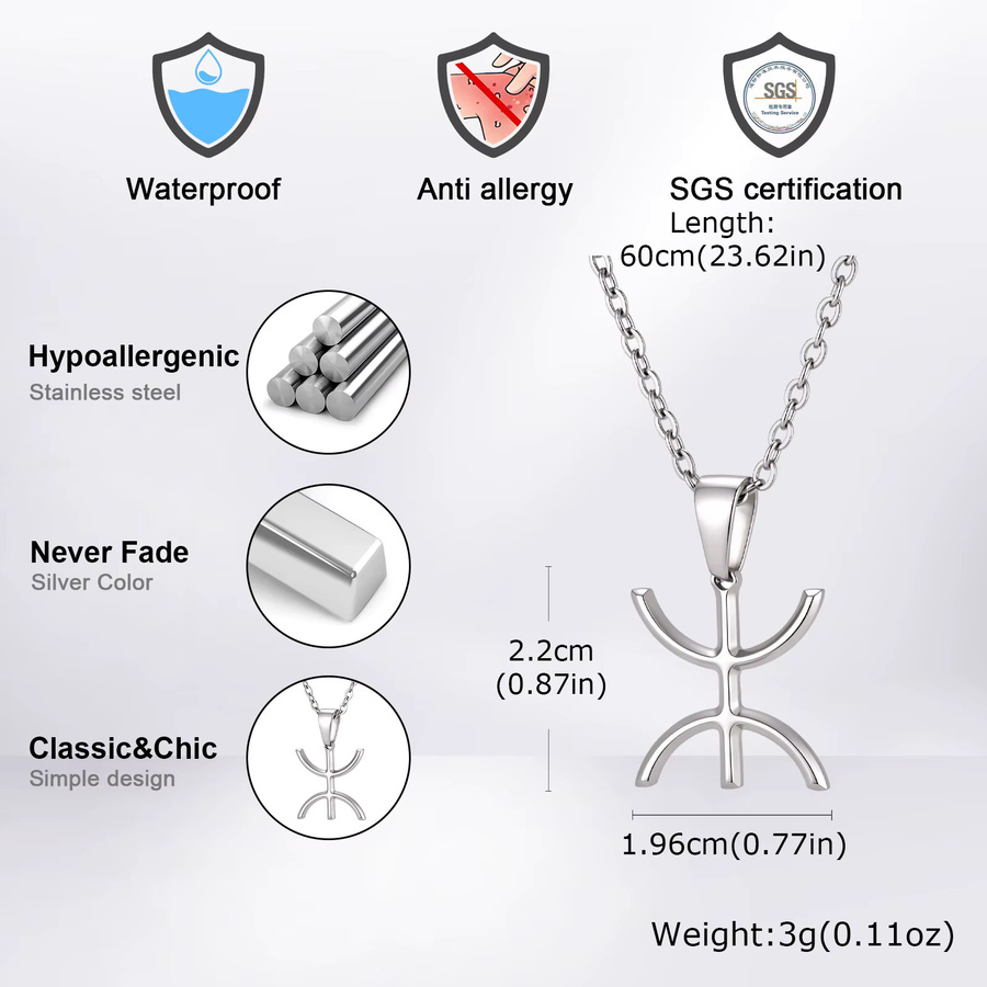 prjewel Halskette und Armband, Edelstahl, Silber, Herren - Bild 3