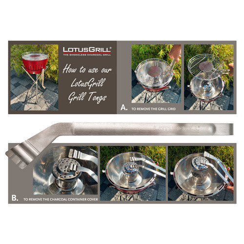 LotusGrill Grillzange aus Edelstahl in Silber, B/H/L: 34,0 x 20,0 x 13,0 cm - Bild 2