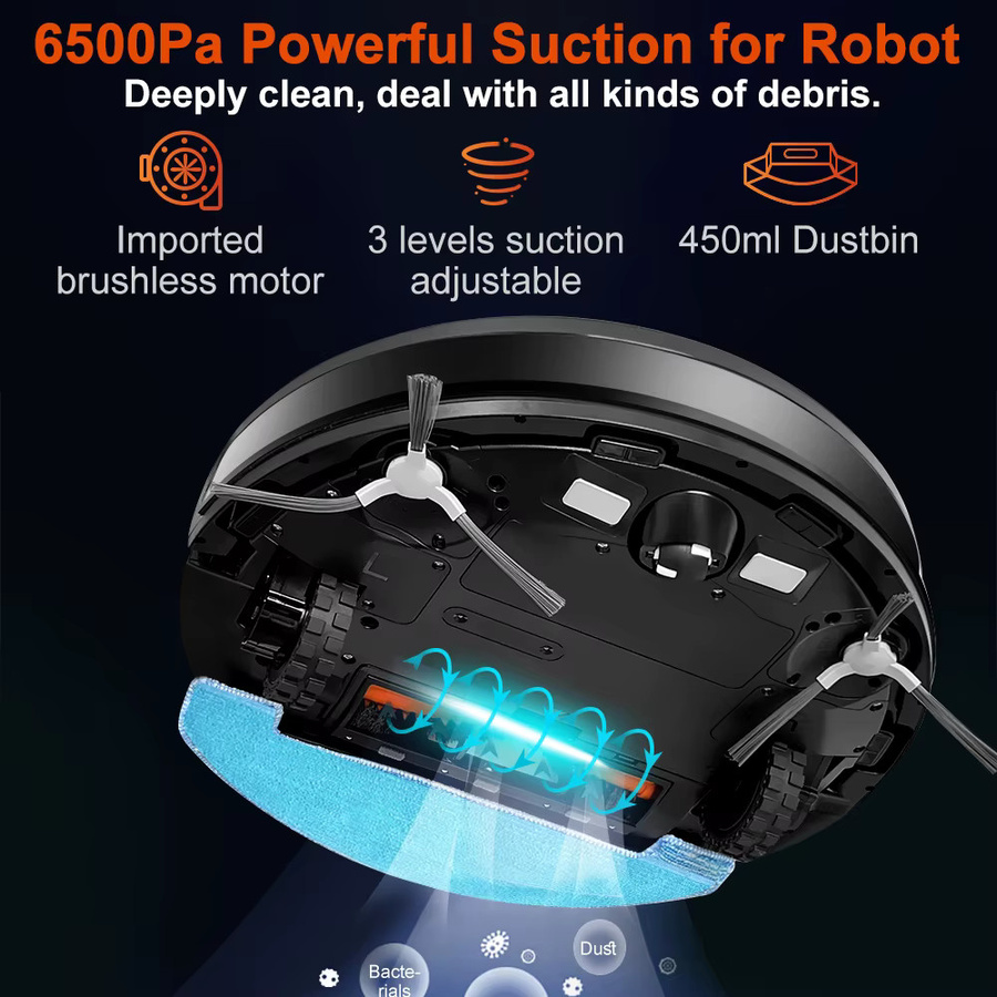 Roboterstaubsauger ABIR X9 in Schwarz mit Lasersystem, doppelter UV-Reinigung und Auto Carpet Boost-Technologie sowie Kartenfunktion für mehrere Stockwerke - Bild 5