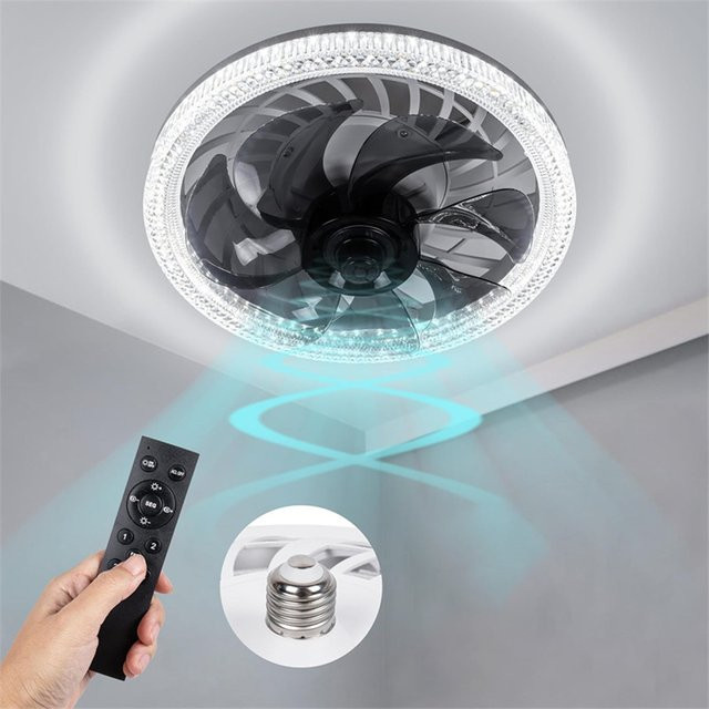 DBF LED-Deckenventilator mit E27-Fassung und Fernbedienung, dimmbar, Weiß - Bild 1